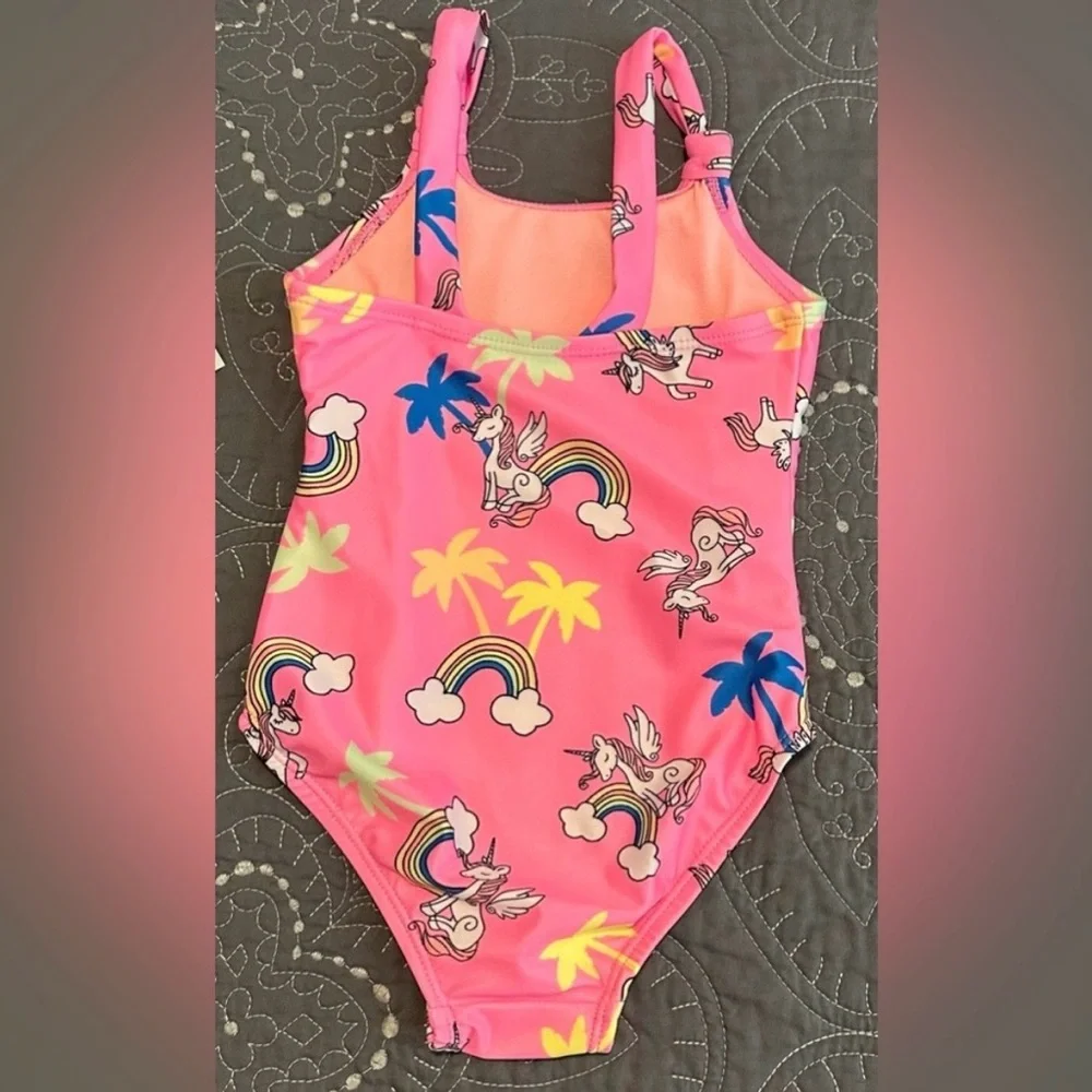 Okie Dokie Toddler Girls Tropical Unicorn One Piece Swimsuit NWT Size 3T